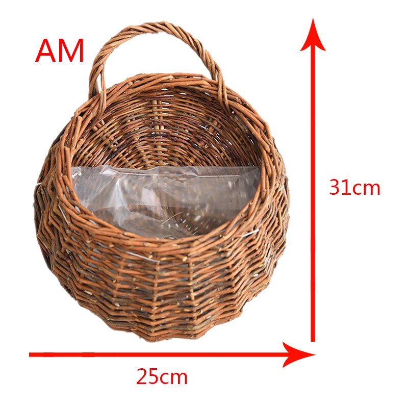 Panier de rangement en rotin, paille, osier naturel, Pot mural suspendu, conteneur, support de plantes, paniers décoratifs pour guirlande de fleurs: AM