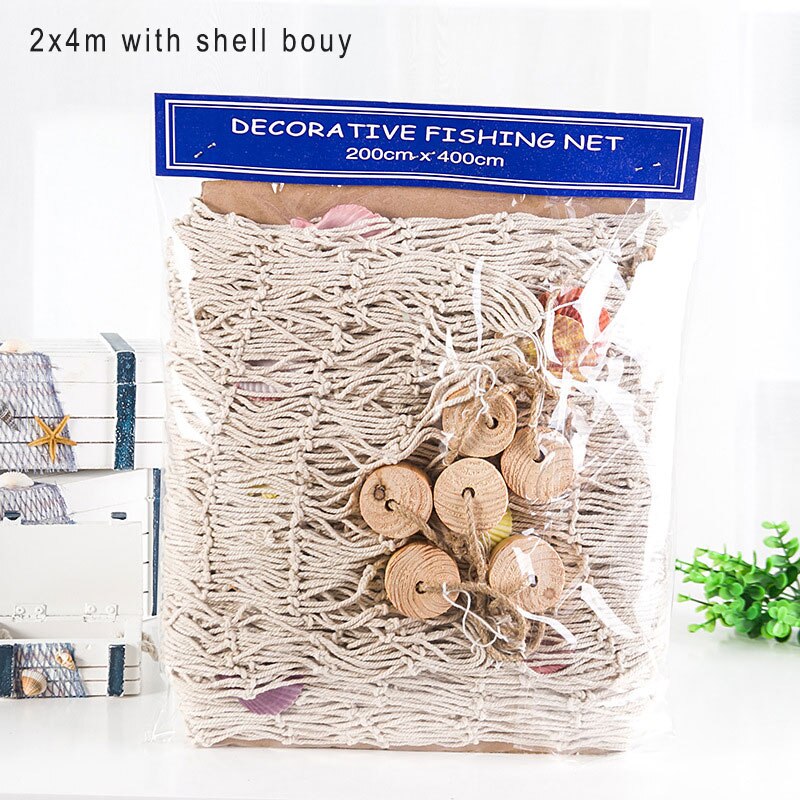 Estate Marine Decor Rete Da Pesca Arazzo Mare In Stile Mediterraneo Decorazione Della Parete di Casa Netto Del Pendente Delle Stelle Marine di Lisca di Pesce Decorazione: 2x4m white C