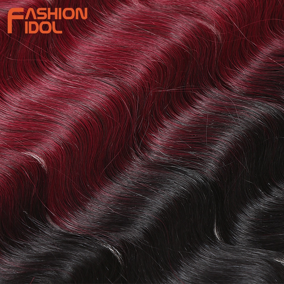 Mode Idol Body Wave Krul Haar 16-20 Inch 7 Stuks/partij 240G Synthetisch Haar Bundels Met Sluiting Midden deel Vetersluiting Fiber