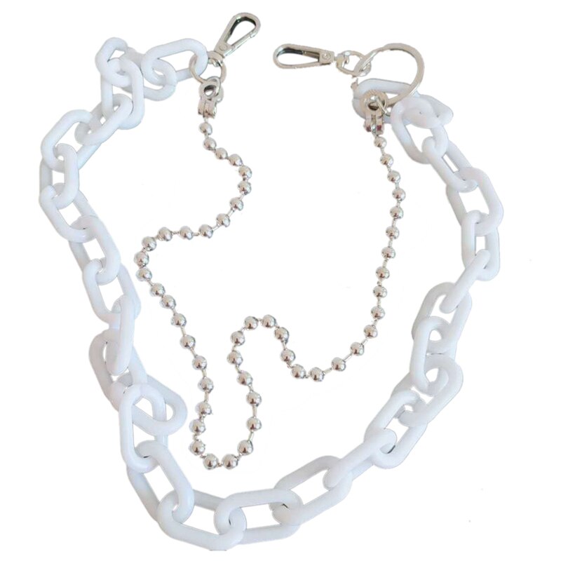 1pcsPunk Hip-Hop Trendy Metal Pant Chain Double Layers Unisex Trousers Chain Belt Chain For Adults Clothing Accessories: White