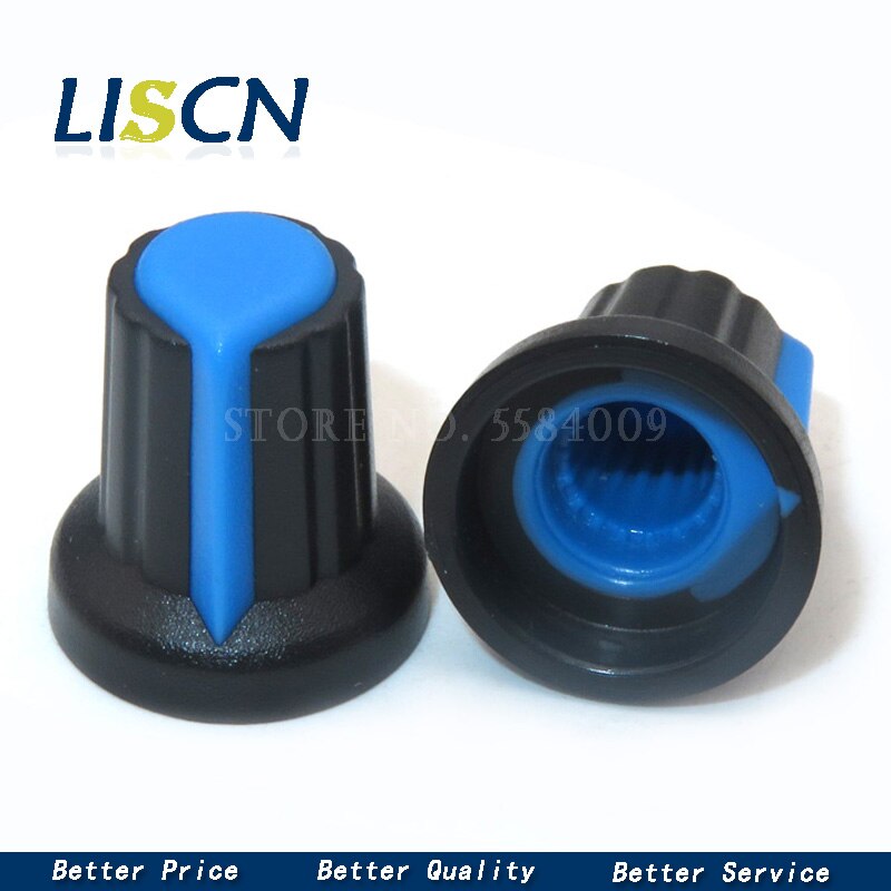 20PCS AG2 Switch Cap WH148 Plastic Knob Plum Handle 15X17mm Handle 6MM Potentiometer Cap: Blue