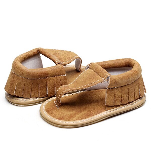 Dziecięce sandały dziewczęce nowe letnie buty dziecięce mieszkania buty dziecięce ze skóry eko gumowe podeszwy dziewczęce kwiatowe sandały nadające się robić 0-12M: brązowy / 3