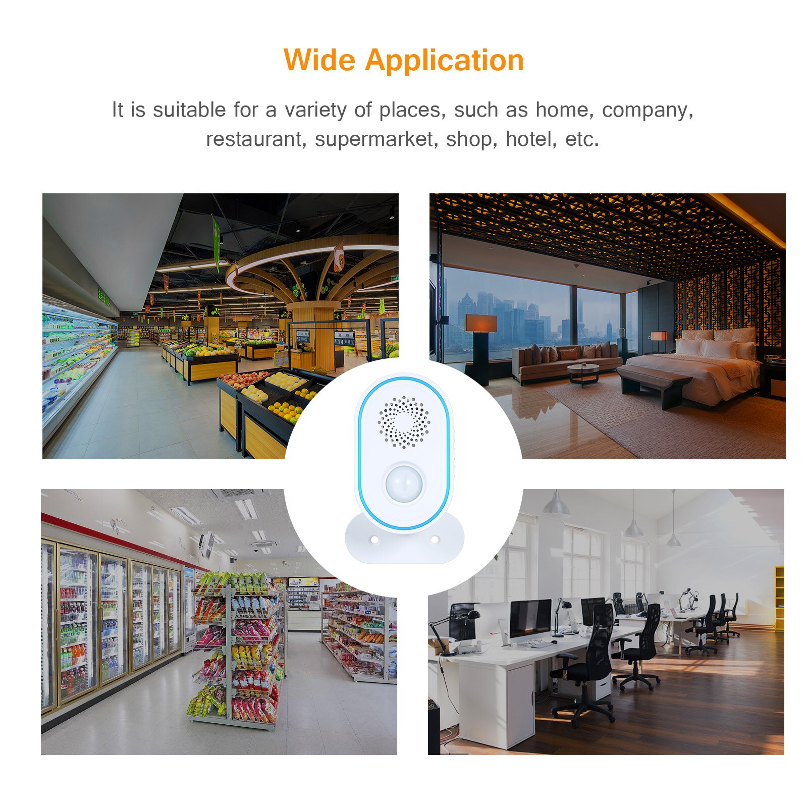 Smart Wireless Doorbell JMX020 Door Chime Motion Sensor Door Bell with Alert Counting Volume Adjustment 30 Ringtones