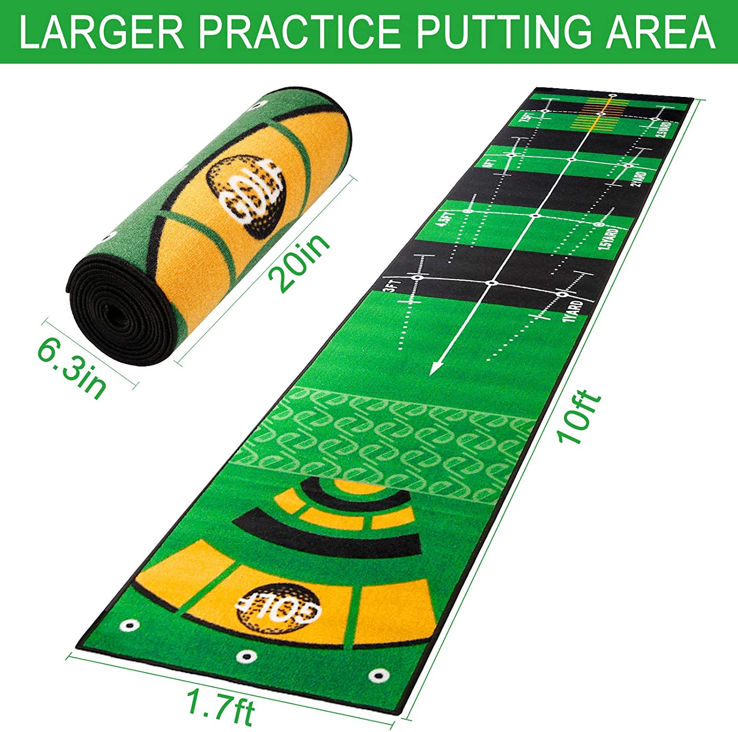 Putting Mats Indoor, Golf Putting Green Mat for Office, Putting Alignment Practice Matt for Home Outdoor: Default Title
