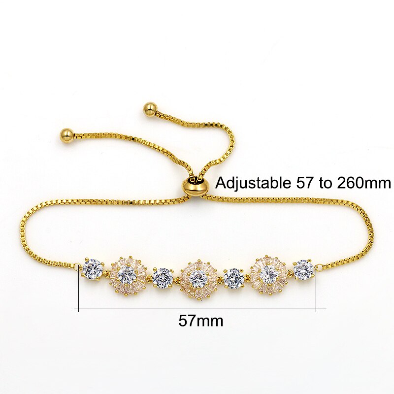 WEIMANJINGDIAN Factory Directly Rose Gold Color Plated Flower Cubic Zirconia Crystal Adjustable Bracelets for Women