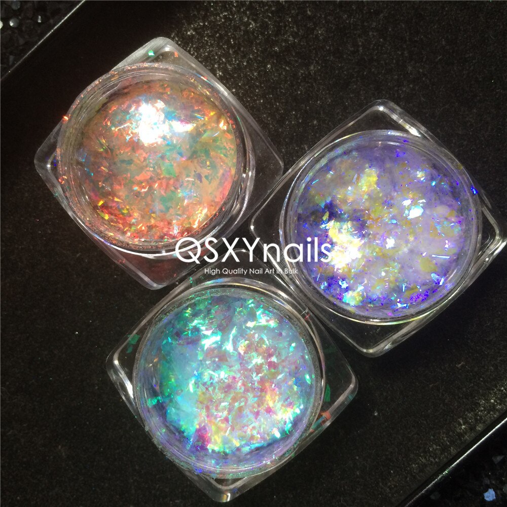 Aurora-escamas efecto camaleón en polvo de , pigmento tipo espejo cromado de neón, naranja, verde y azul, purpurina de unicornio para manicura artística, 0,1g