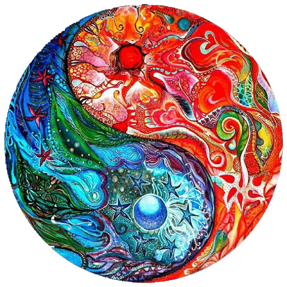 Animal Wood Puzzle Tai Chi Theme Jigsaw Puzzle Unique Shaped Parts for Adults Board Games Kid(6-18+) Educational Toy: A4 Size P
