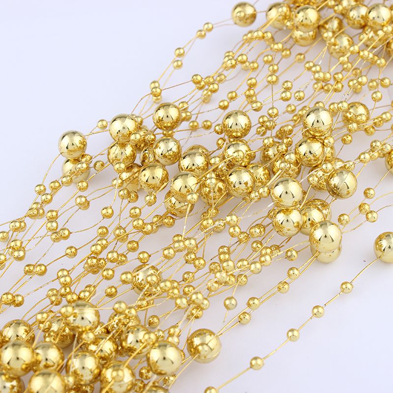 5 meter 4 stk/parti linje kunstig abs perle perle kæde til guirlande bryllup fest indretning hår tilbehør guld eller sølv: Plating 24k guld