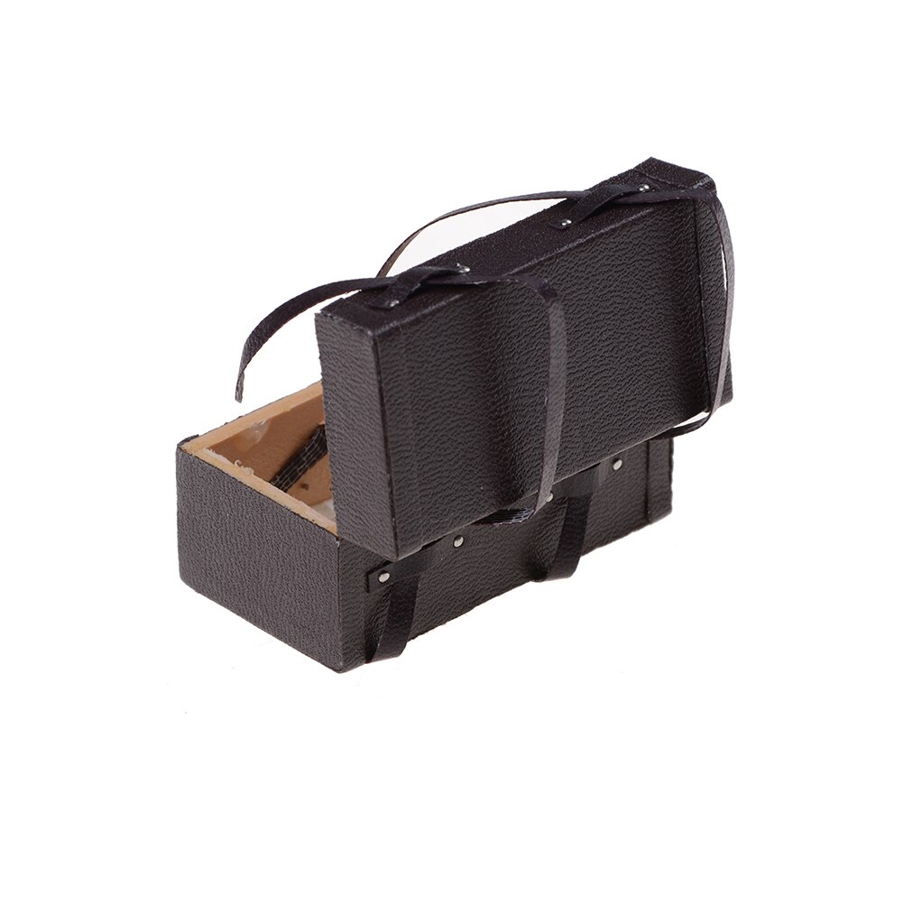 1 STÜCK Gepäck Braun Miniatur Tragen Jahrgang Leder Holz Koffer Gepäck klassisch Spielzeuge vorgeben abspielen Möbel Spielzeug Zubehör