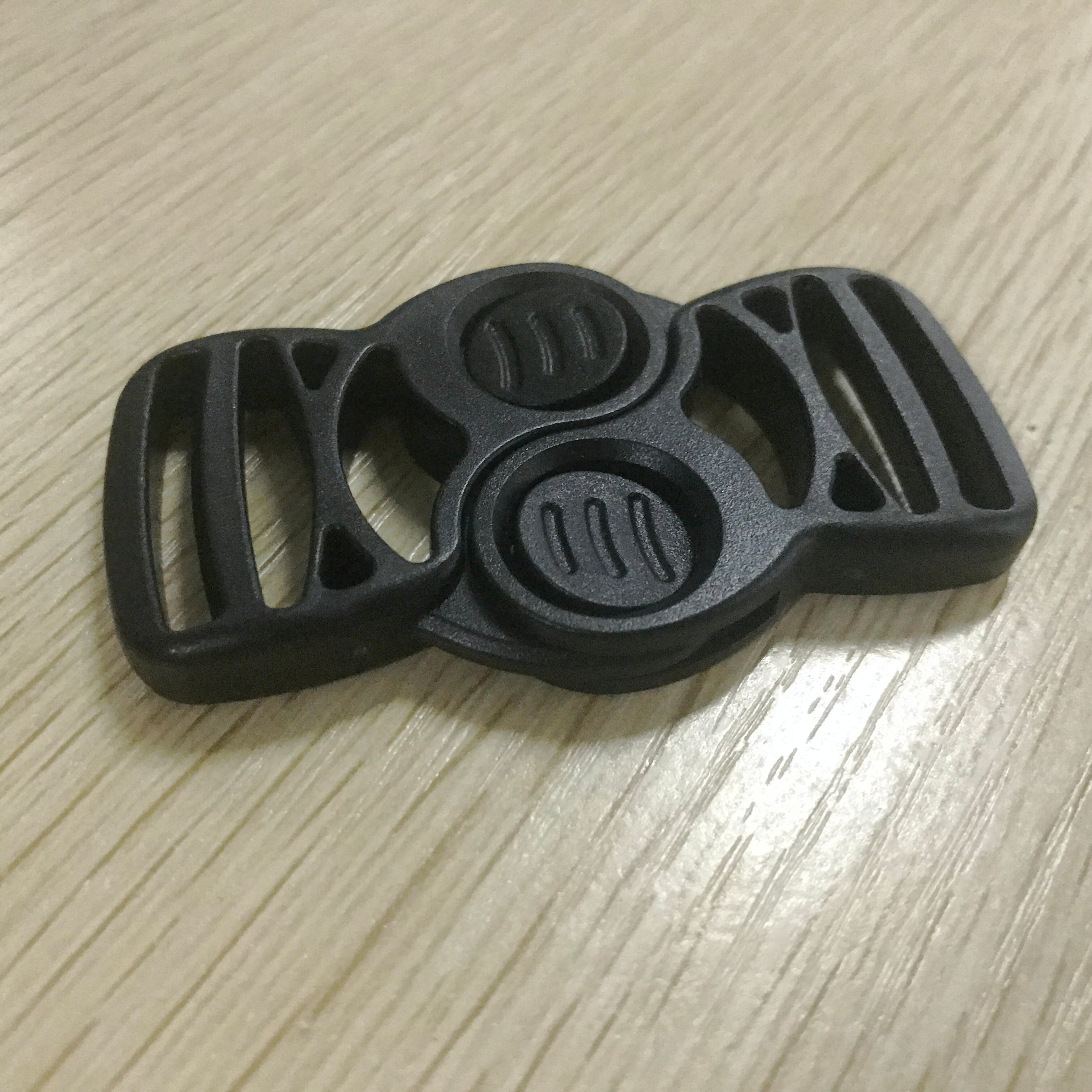 Dubbele veiligheid draaien side release bucle voor draagzak, roterende gesp plastic dubbele passen, pom gesp