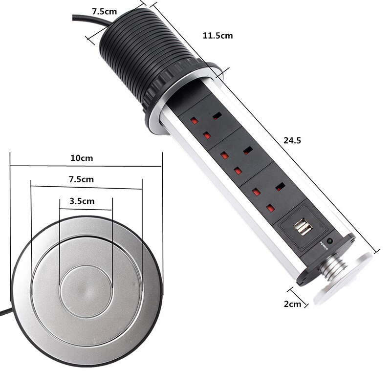 Pull pop up elektrisk 3 stik 2 usb køkken udtrækkeligt kontor metting skrivebord bord stikkontakt usb stikkontakt bordplade stikkontakt