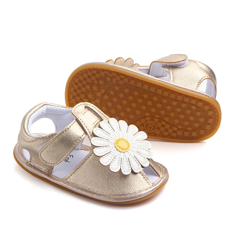 Novedad de verano, sandalias suaves de piel sintética para niñas, sandalias de goma antideslizantes con flores grandes bonitas, sandalias para bebés, zapatos para niñas pequeñas y princesas
