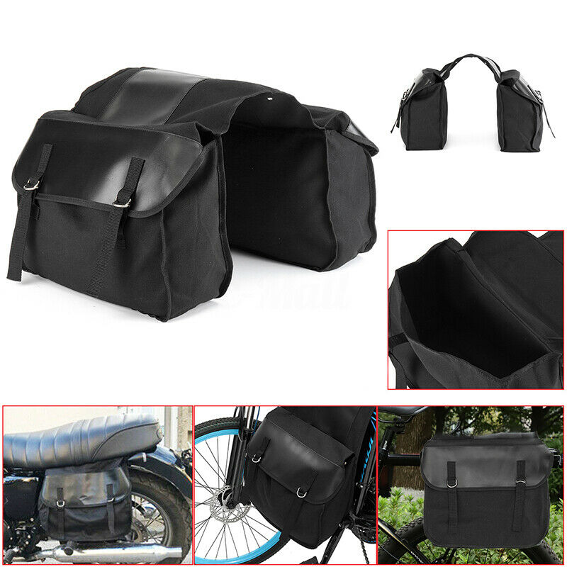 Motorbike Touring Zadeltas Motorfiets Zwart Canvas Waterdichte Fietstassen Grote CapacityBox