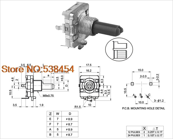 EC16 rotary encoder 24 positioning number 24 pulse number axis length 20MM audio digital rotary potentiometer