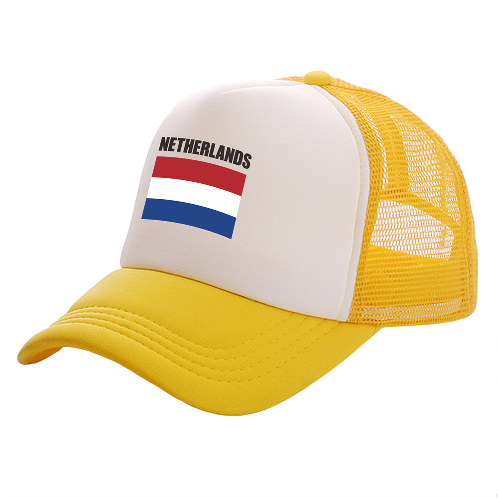 Netherlands Trucker Cap Men Nl Nld Holland Netherlands Hat Baseball Cap Cool Summer Unisex Mesh Net Caps: Yellow