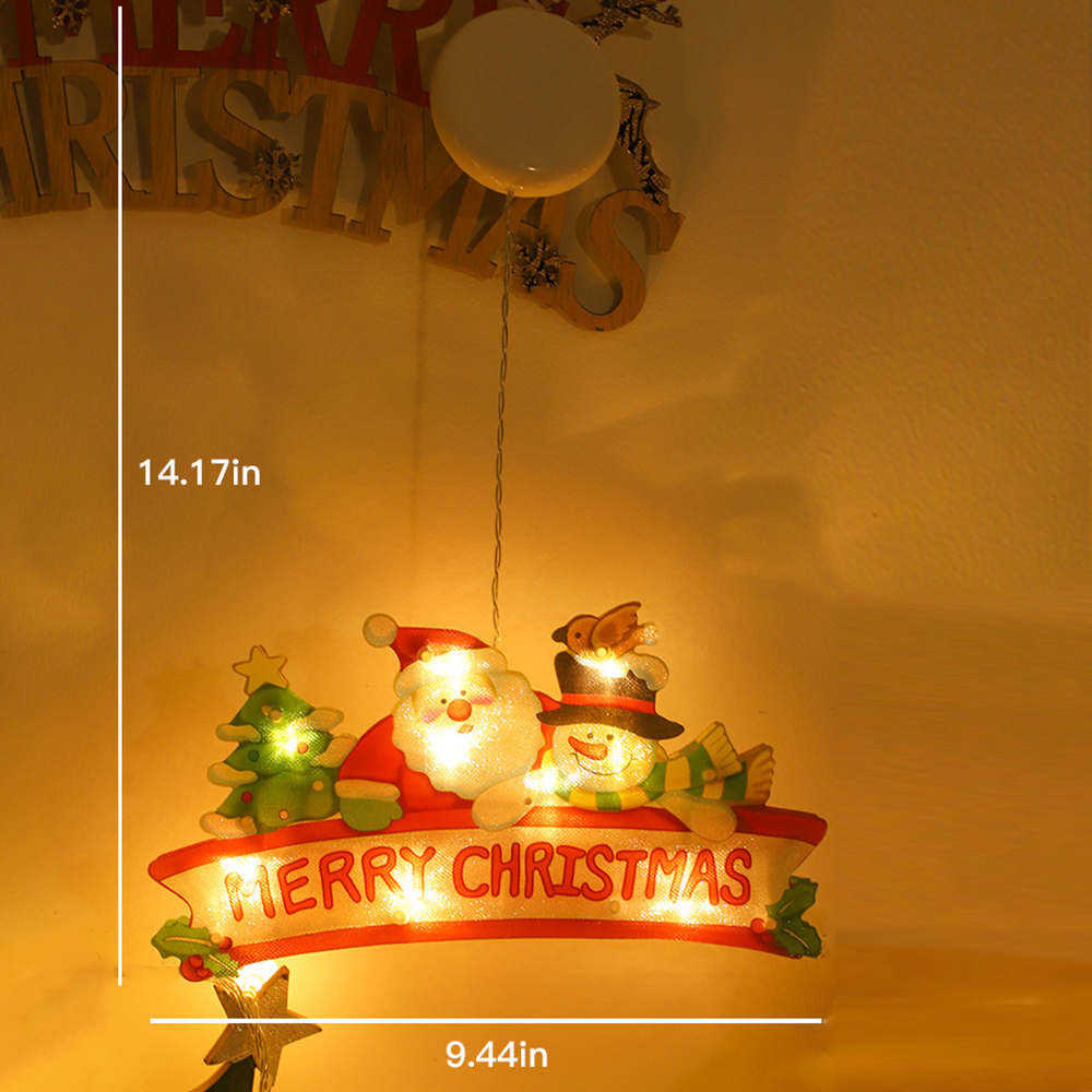 Lampe suspendue pour arbre de noël, bonhomme de neige, père noël, fenêtre, avec ventouse, crochet, pour nouvel an, , décoration intérieure et extérieure: Style G