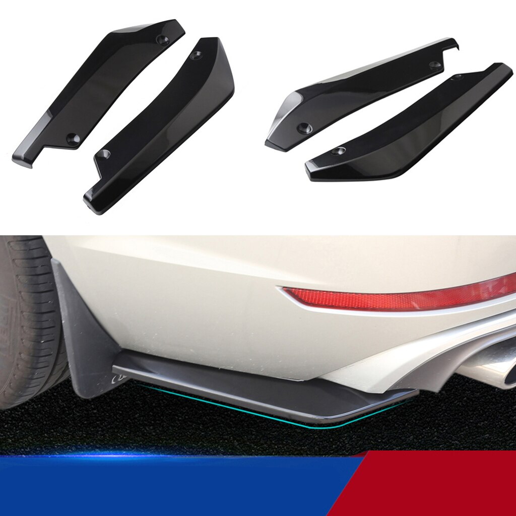 2PCS Car Rear Bumper Deflector Lip Body Spoiler Wrap Angle Splitter (Black)