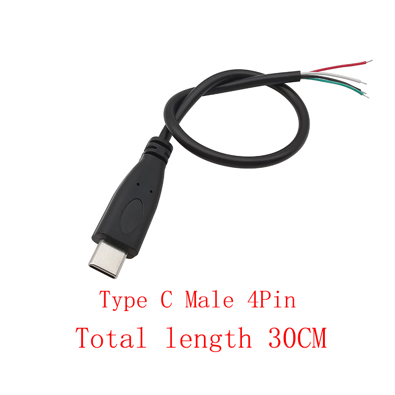 USB-voedingskabel Micro USB / USB 2.0 Type A / Type C 2/4 Pin Stekker Vrouwelijke Jack Draadconnector Data-oplaadsnoeren 30CM: WHITE / Onder 5 Stks