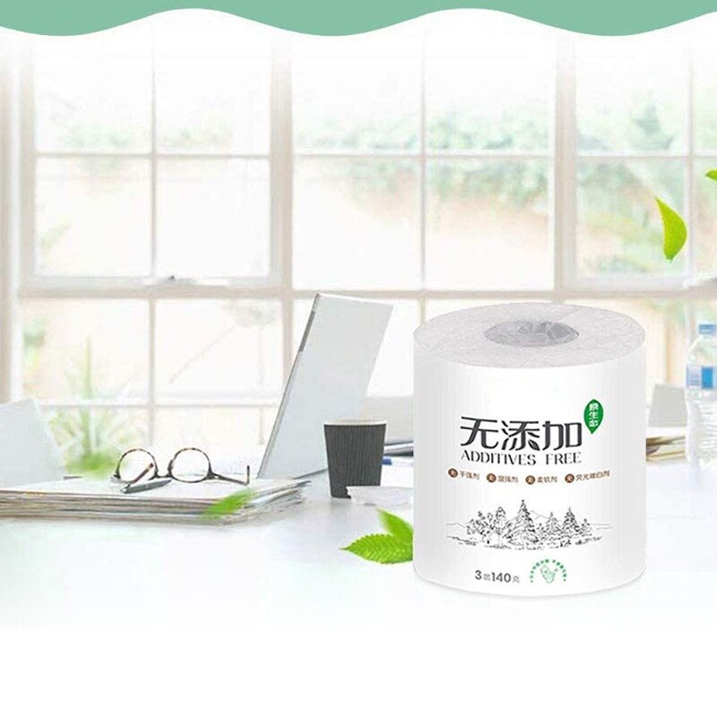 1 Roll 3-ply Toilet Paper Home Roll Paper Soft Skin-Friendly Bathroom Paper Tissue White LDO99