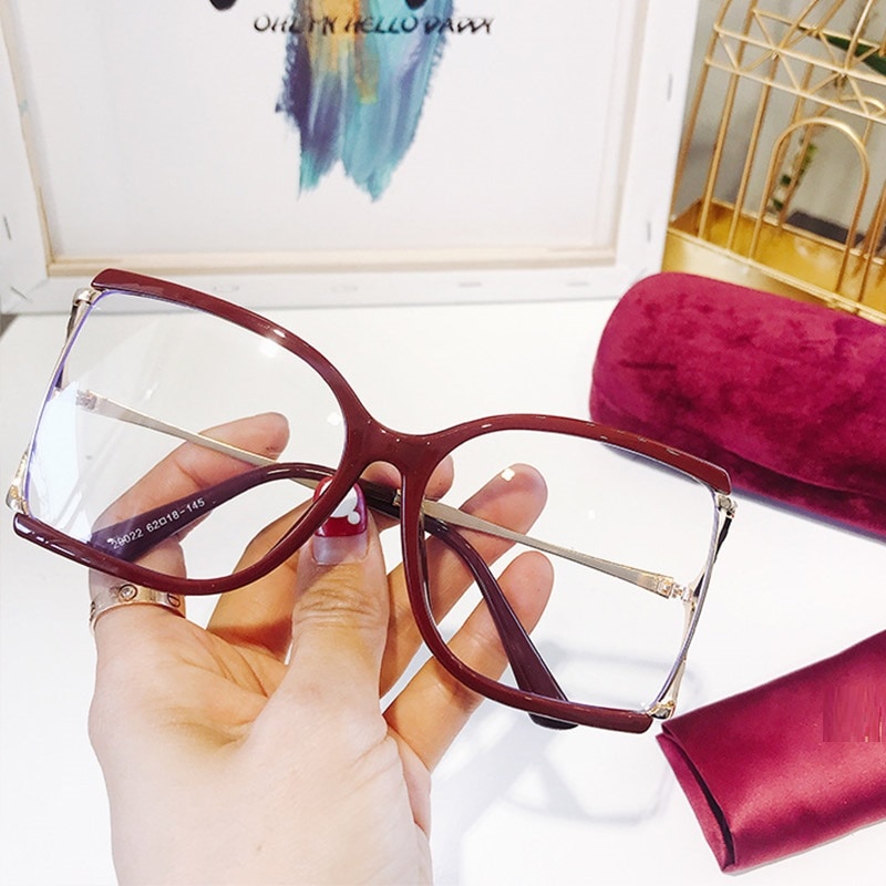 Rode Plein Clear Lens Bril Voor Vrouwen Half Frame Mode Bril Frame Brand Decoratieve Brillen Oculos Grau Feminino