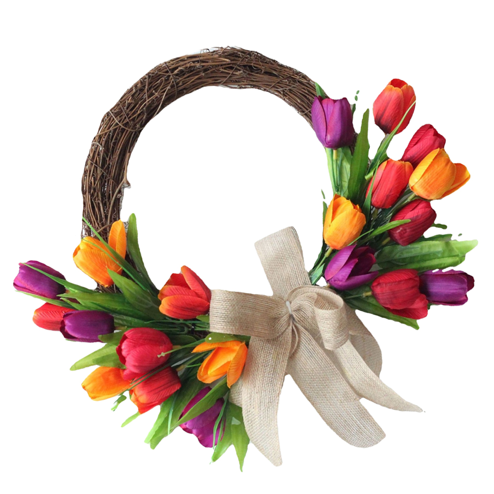 Tulip Wreath Decor Door Hanging Decor Home Hanging Wreath Festival Wreath Decor Wreath Pendant for Home Office