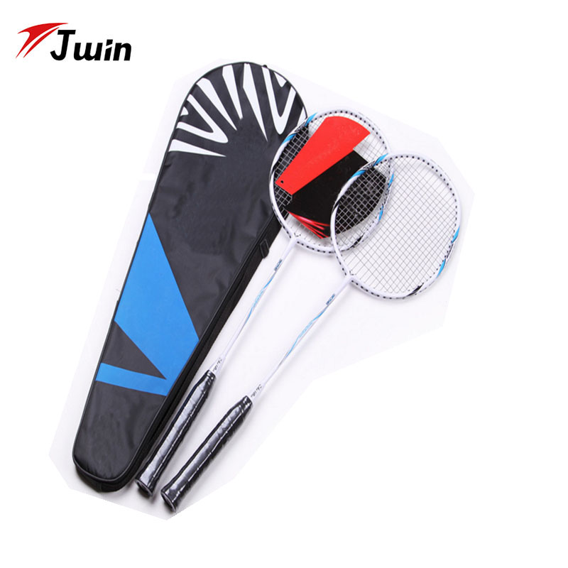 Aluminium Badminton Schläger Super Leichteste Graphit Schläger Mit Schnur Für Ausbildung: Weiß mit Blau