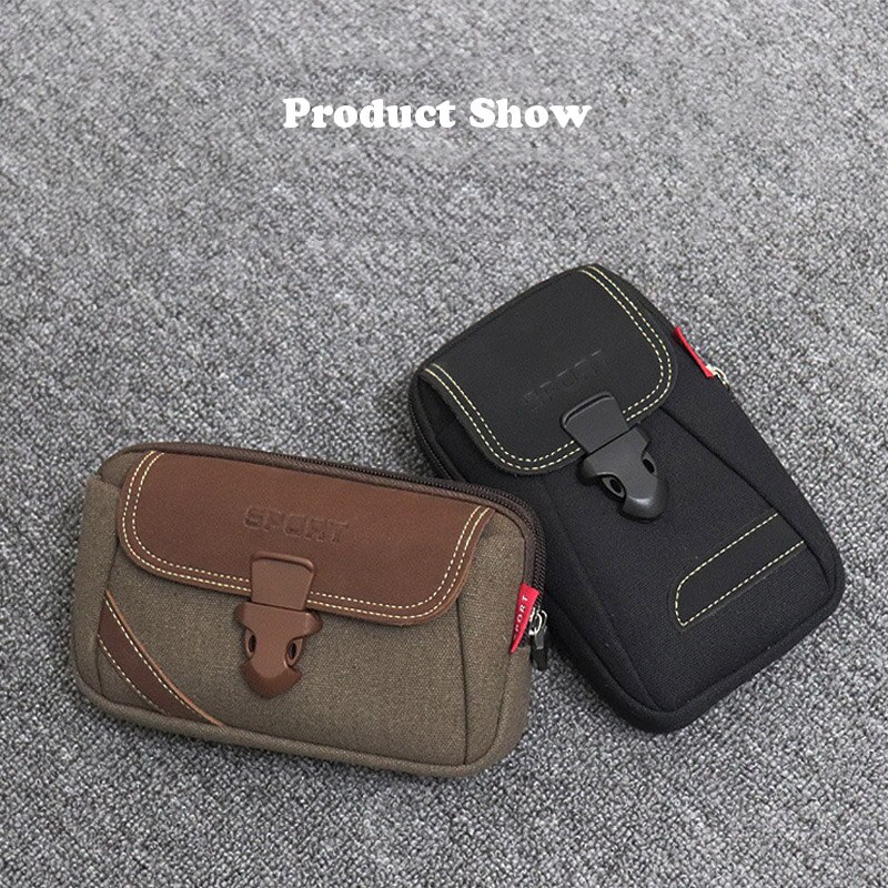 Wasit Pack Voor Man Outdoor Casual Mini Riem Tas Universele Multifunctionele Canvas Mobiele Telefoon Pouch Portemonnee Portemonnee Pocket