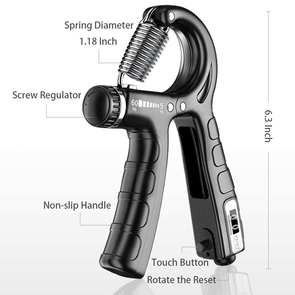 Worthdefence 5-60Kg Adjustable Hand Grip Men Countable Finger Strengther Heavy Exerciser Home Fitness Muscle Recovery Gripper