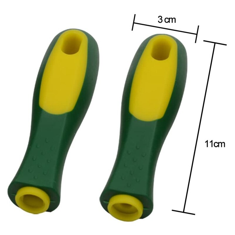 8 Pack Ergonomic Rubber File Handle for File or Mills, Round Hole and Rectangular Hole, 4-1/3Inch Length