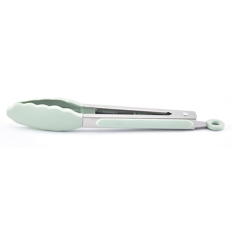 Silicone Food Tong Stainless Steel Kitchen Tongs Silicone Non-slip Cooking Clip Clamp BBQ Salad Tools Grill Kitchen Accessories: Blue