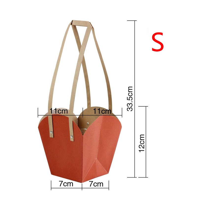 Waterproof Kraft Paper Flower Box Flowers Packaging Box Flower Basket Flower Folding Handbag