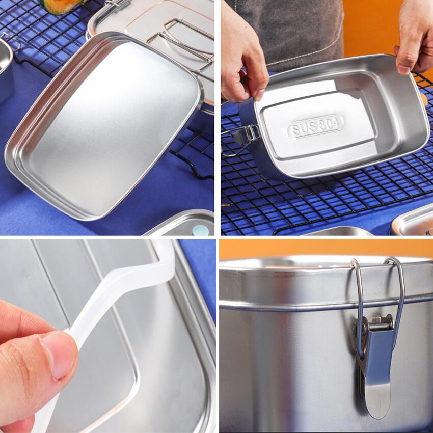 304 Roestvrij Staal Lunchbox Voedsel Container Bento Box Voor Kinderen Volwassen Double Layer Grote Capaciteit Servies Voedsel Opbergdoos