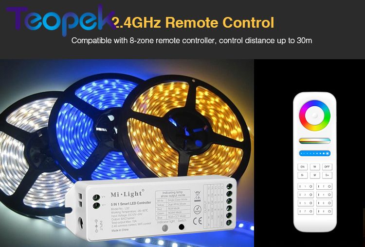 Miboxer 2.4g trådløs 8 sone rf mørkere fut 089 fjernkontroll  b8 berøringspanel veggmontert rgbww  ls2 5 i 1 ledet kontroller til rgb+cct