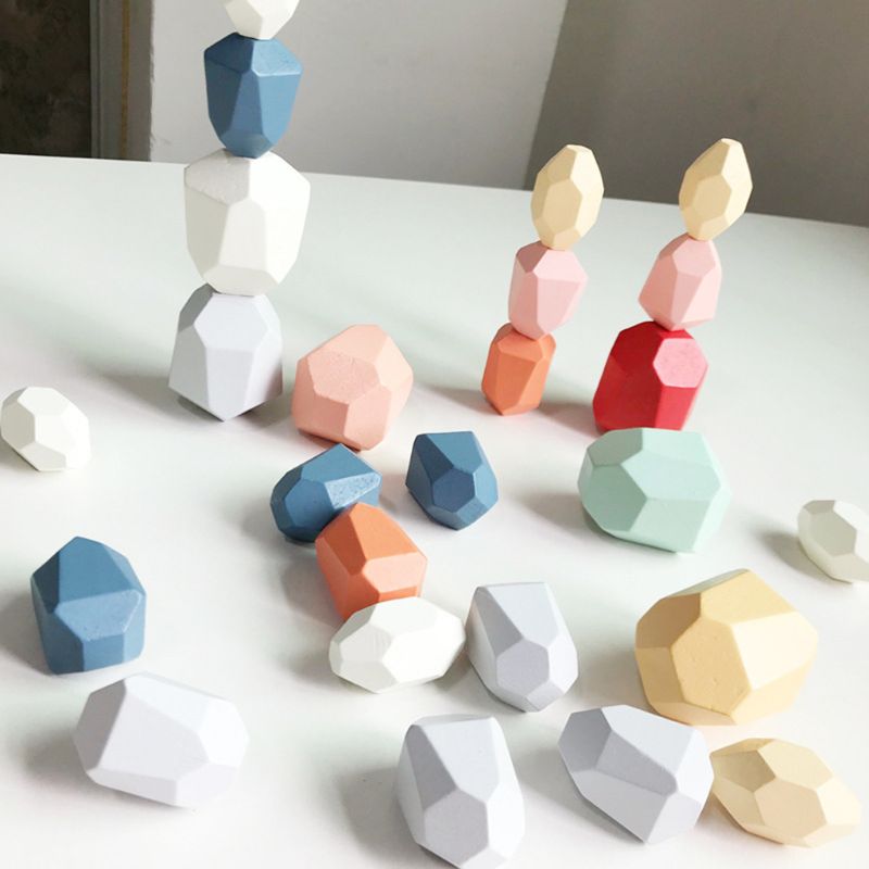 Kinderen Volwassen Houten Gekleurde Bouwsteen Stapelen Spel Vroege Educatief Speelgoed Gxmb