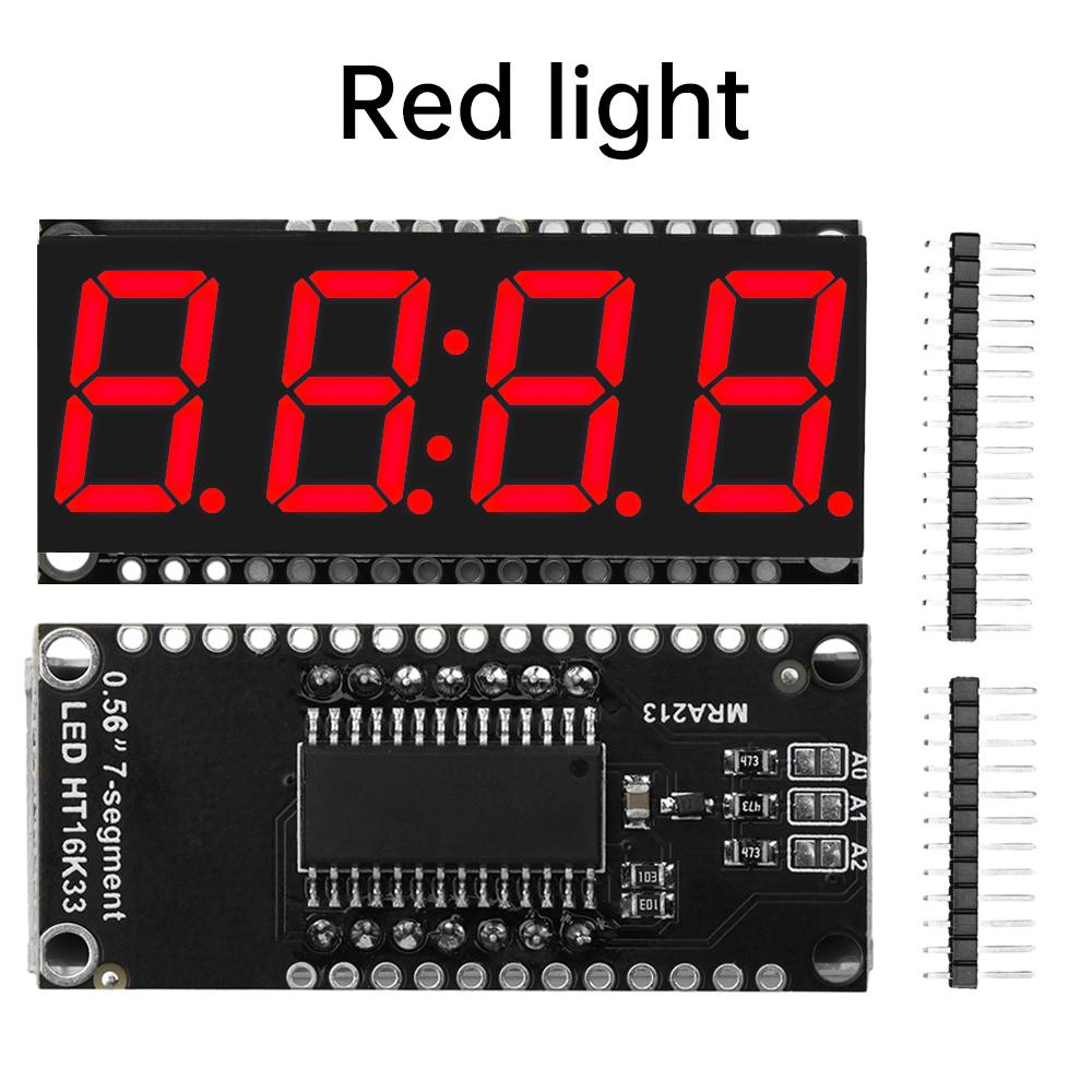 0.56 inch 4 Bits 7 Segments LED Digital Display Module Yellow/White/Red/Green/Blue Clock Module HT16K33 Driver for Arduino: Red