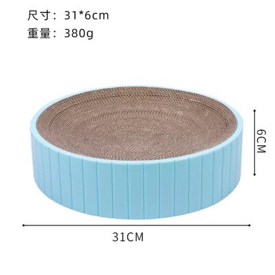 Round Cat Scratcher Grinding Claws Cardboard Corrugated Paper Wear Resistant Scratcher Pad Relaxing Cat Bed Supplies: blue