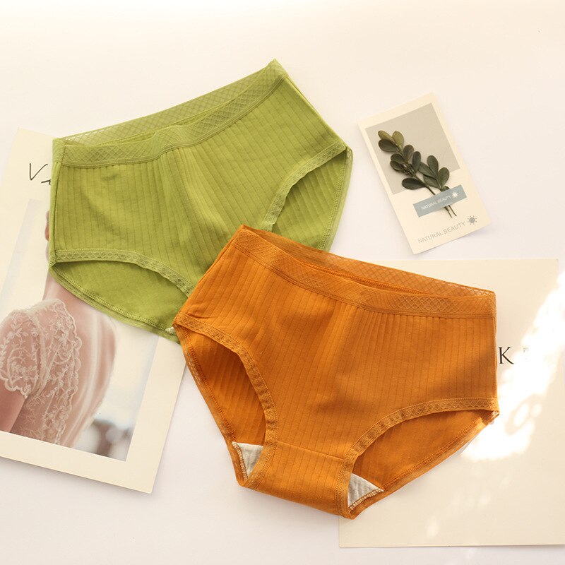 teenager students Underwear 6pc/lot Cotton lovely solid Briefs young Girls Panties