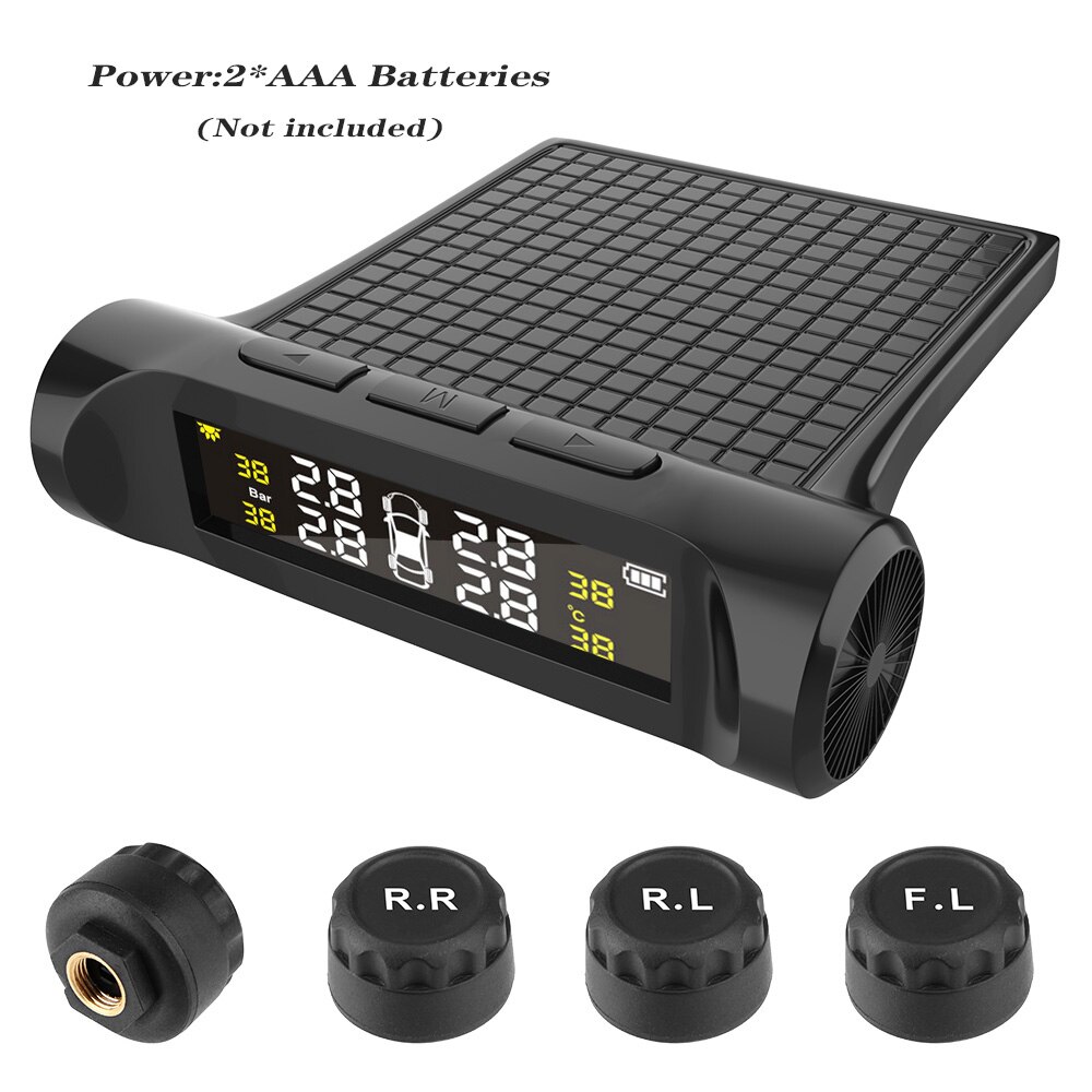 Car Tyre Pressure Monitor Temperature Warning Fuel Save Solar TPMS Tire Pressure Monitoring System With 4 External Sensors