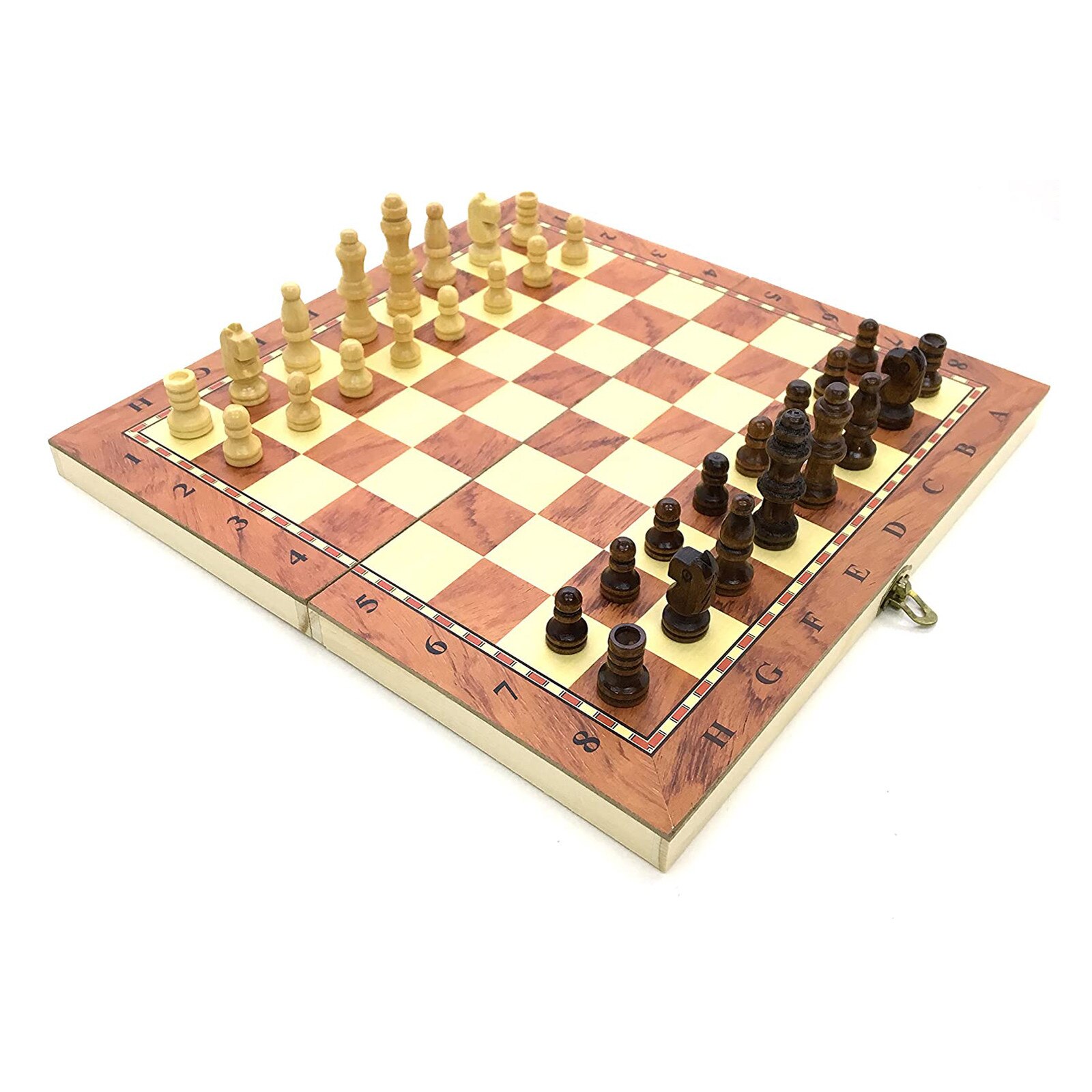 Puzzle giochi da tavolo Set di scacchi pieghevole da tavolo pezzi di legno fatti a mano di qualità completa gioco di scacchi da 24cm giocattoli tra i bambini: Default Title