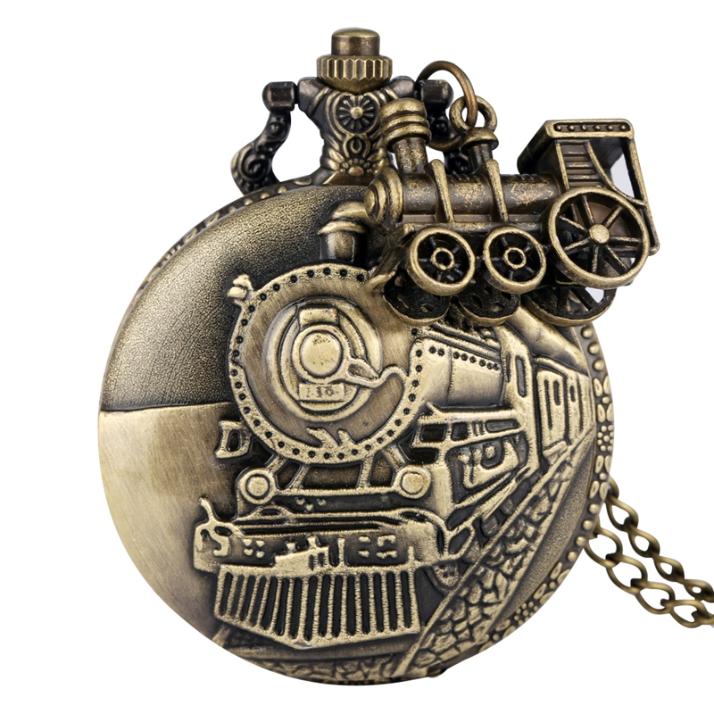 Vintage bronze kvarts lommeur tog lokomotiv motor halskæde vedhæng kæde bedst til mænd kvinder med tog tilbehør