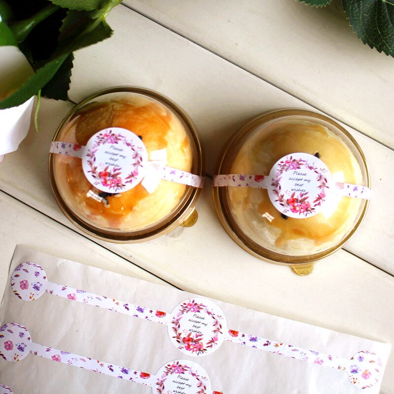 Long Stickers 17.5cm 40pcs Flowers Or 60pcs Black Best Wishes Sticker Labels food Seals stickers for Wedding party seals