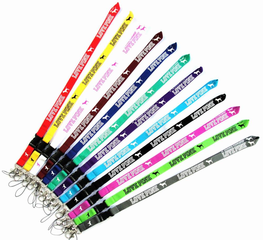 10pcs/lot 1.5cm*105cm Cellphone lanyard Straps Clothing Keys Chain ID cards Holder Detachable Buckle VS Love PINK Lanyards