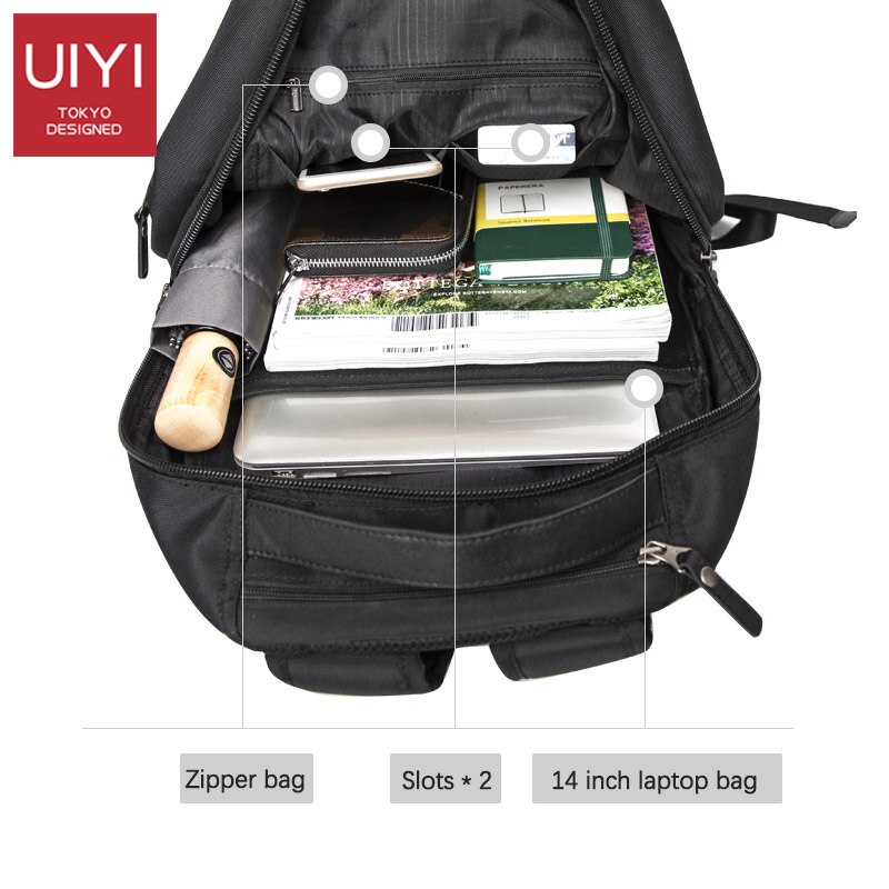 UIYI marca dos homens camuflagem mochila Coreano saco de escola mochilas mochila de viagem de grande capacidade à prova d' água bolsa para laptop macho Preto