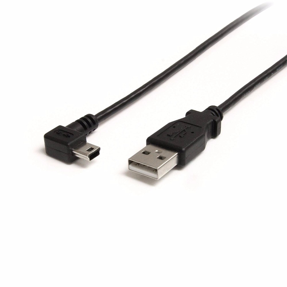 Mini USB 5pin Male Haaks 90 graden naar USB 2.0 male datakabel 27 cm