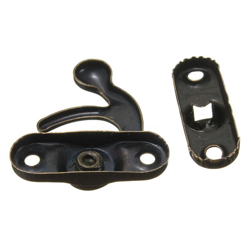 Swing Hook Clasp Metal Antique Brass Jewellery Box Latch Catch Trinket With Rivet