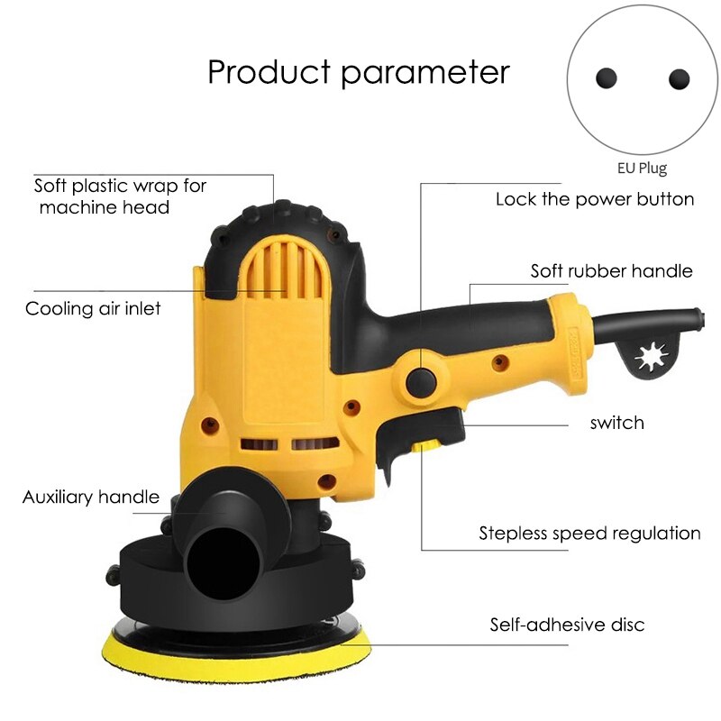 Auto Parts Auto Beauty Sealing Machine Buffer Polisher Variable Speed Start Machine Speed 600-3700R/Min