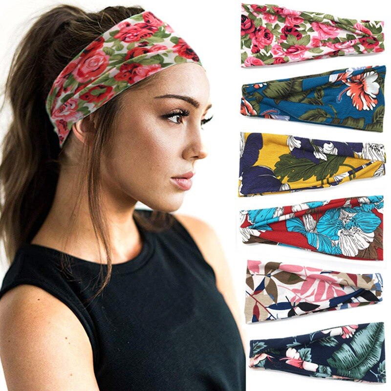 Banda antisudor para yoga, bufanda de ala ancha para mujer, diadema ancha, ligera, transpirable, antideslizante, banda para el sudor con absorción de agua