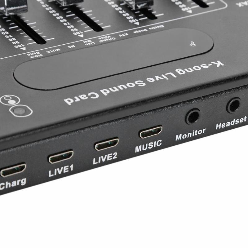 AMYGOJJ DC5V 1A K-Song Studio Audio Mixer Microphone Webcast Entertainment Streamer Live Sound Card for Phone Computer PC