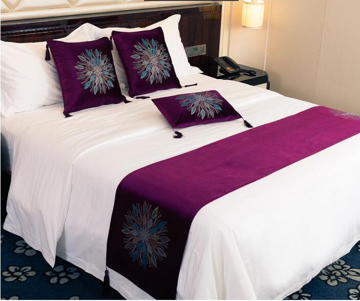 Bloemen Spreien 45cm Breedte Bed Runner Luxe Bed Vlag Decoratieve Bed Cover 100% Polyester Voor Thuis Hotel Gebruik: 3 qian zi se / Queen