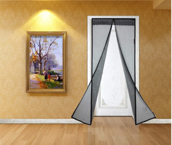 2 størrelse sommer mesh net anti myg insekt flue bug gardin automatisk lukning dør skærm køkken gardin: Sort / 90 x 210cm